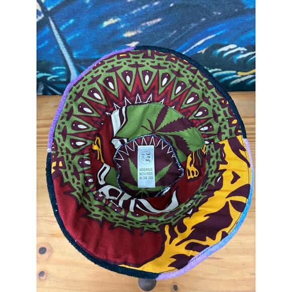 Van Gogh Inspired Terry Cloth Bucket Hat | Handmade Cotton-Lined Small 21.5\